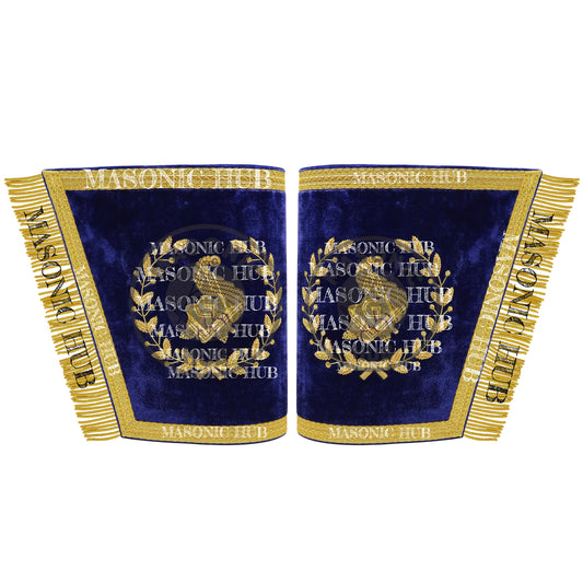 Masonic Grand Lodge Senior Steward Cuffs Set – Hand Embroidered Gold Bullion