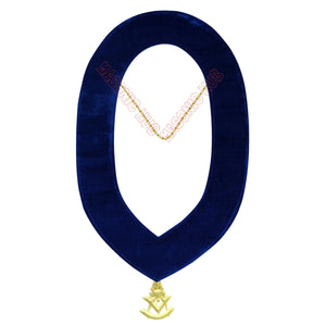 Masonic Past Master Metal Chain Collar Blue Backing With Rhinestones + Free Jewe Masonic Hub