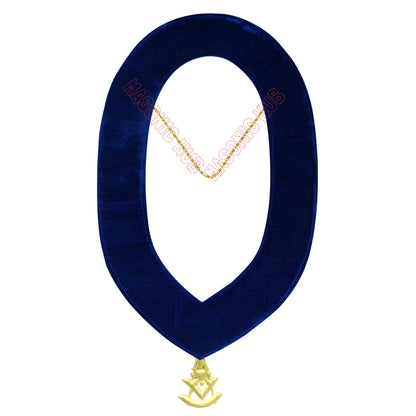 Masonic Past Master Metal Chain Collar Blue Backing With Rhinestones + Free Jewe