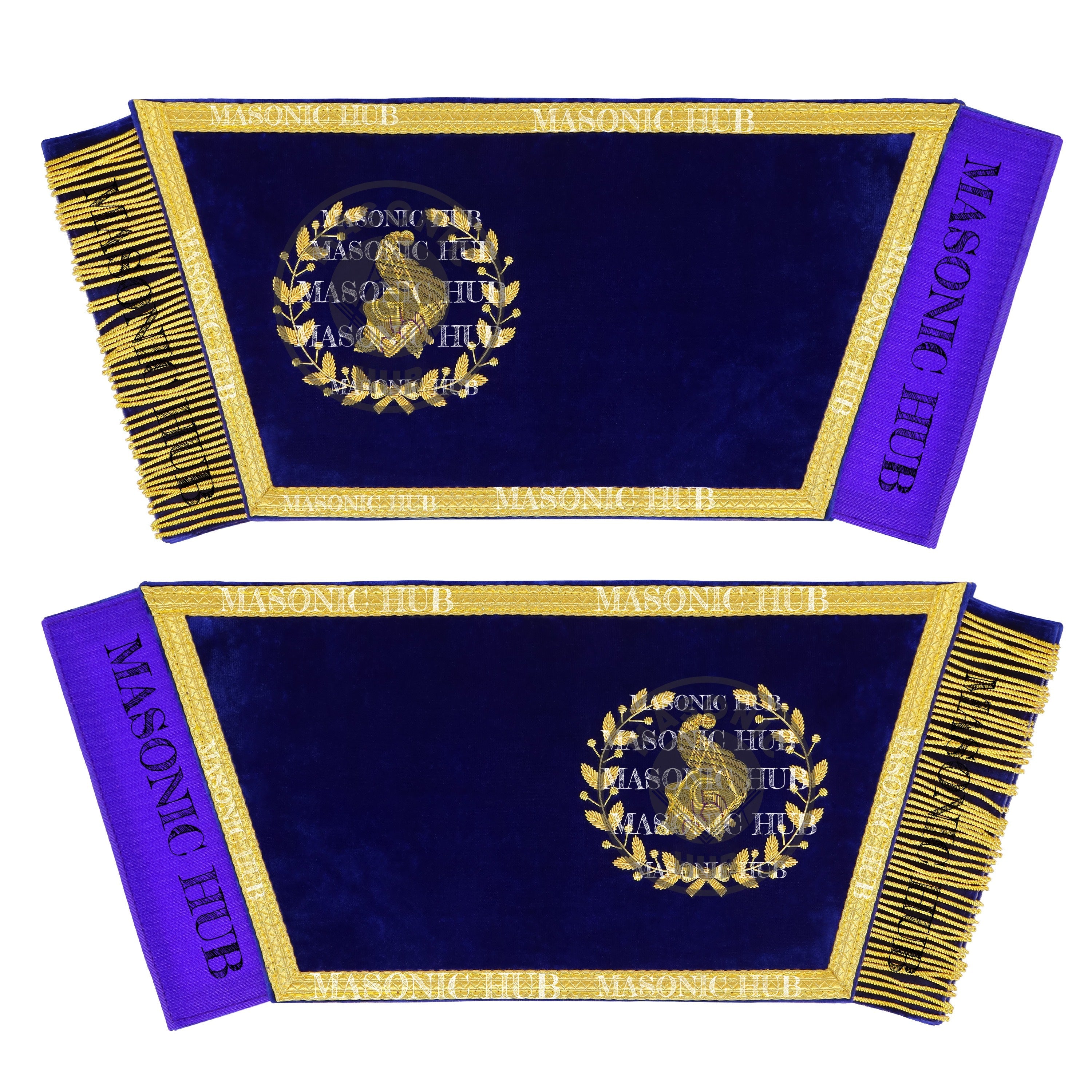 Masonic Grand Lodge Senior Steward Cuffs Set – Hand Embroidered Gold Bullion Masonic Hub