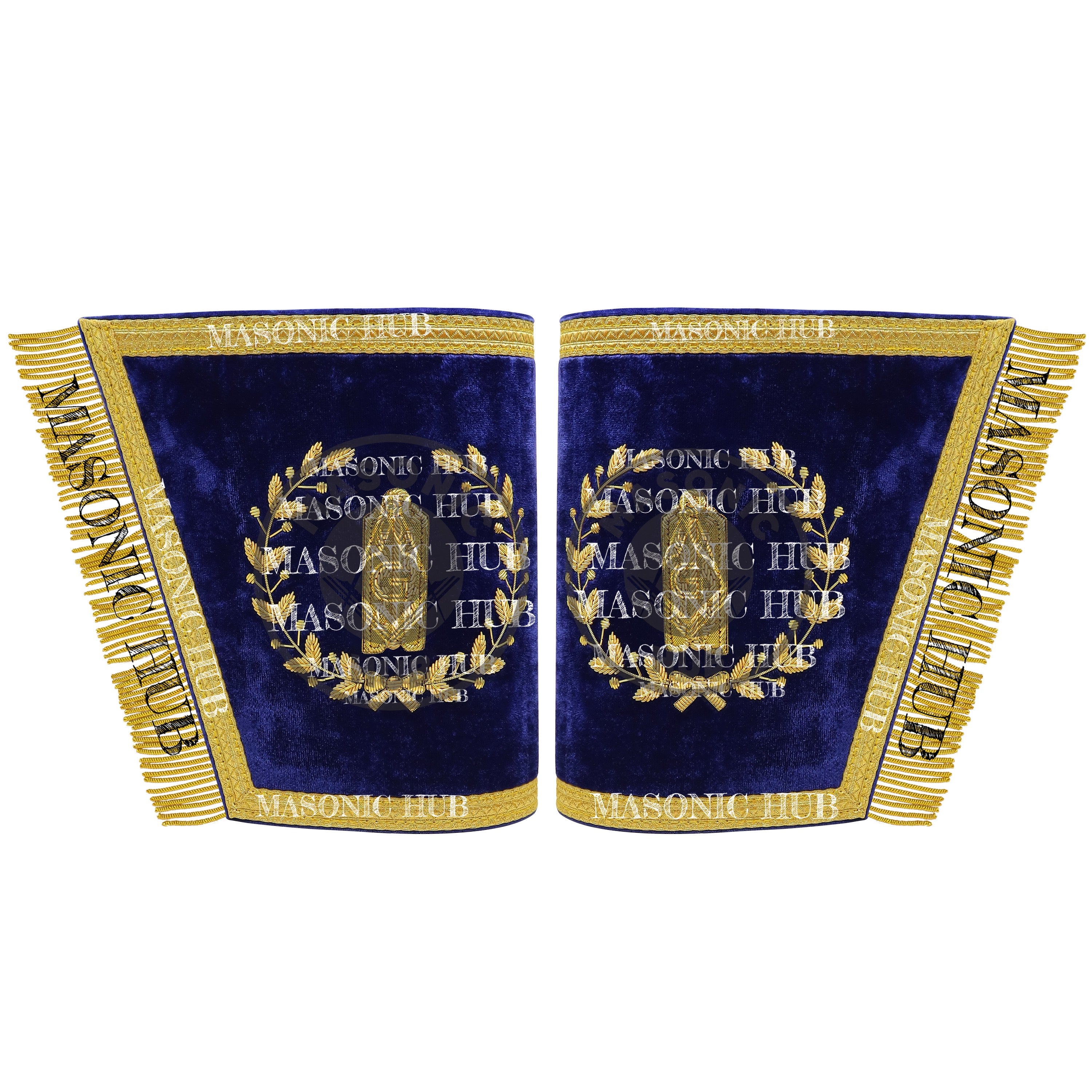 Masonic Grand Lodge Junior Warden Cuffs Set – Hand Embroidered Gold Bullion