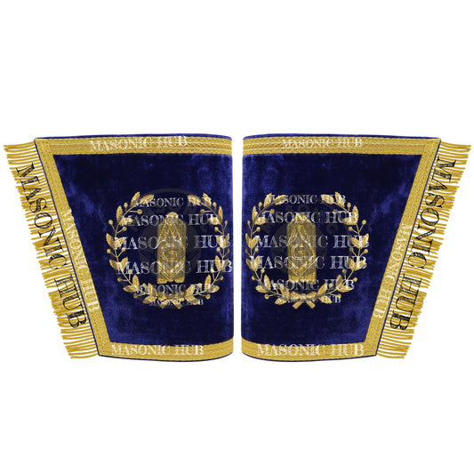 Masonic Grand Lodge Junior Warden Cuffs Set – Hand Embroidered Gold Bullion