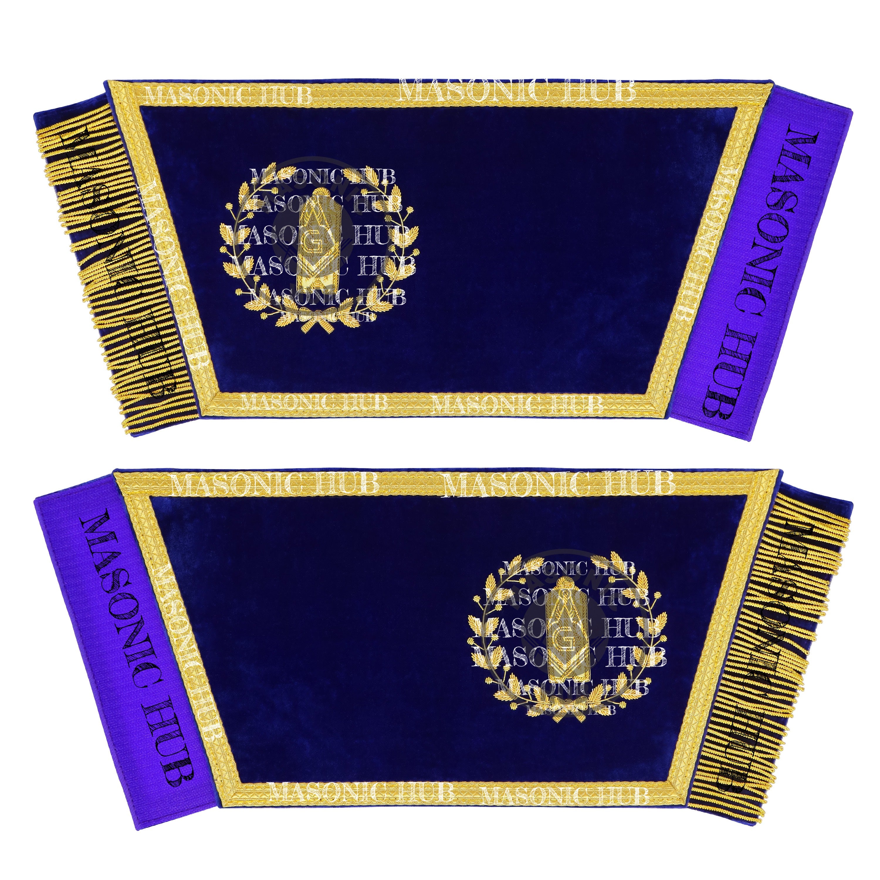 Masonic Grand Lodge Junior Warden Cuffs Set – Hand Embroidered Gold Bullion