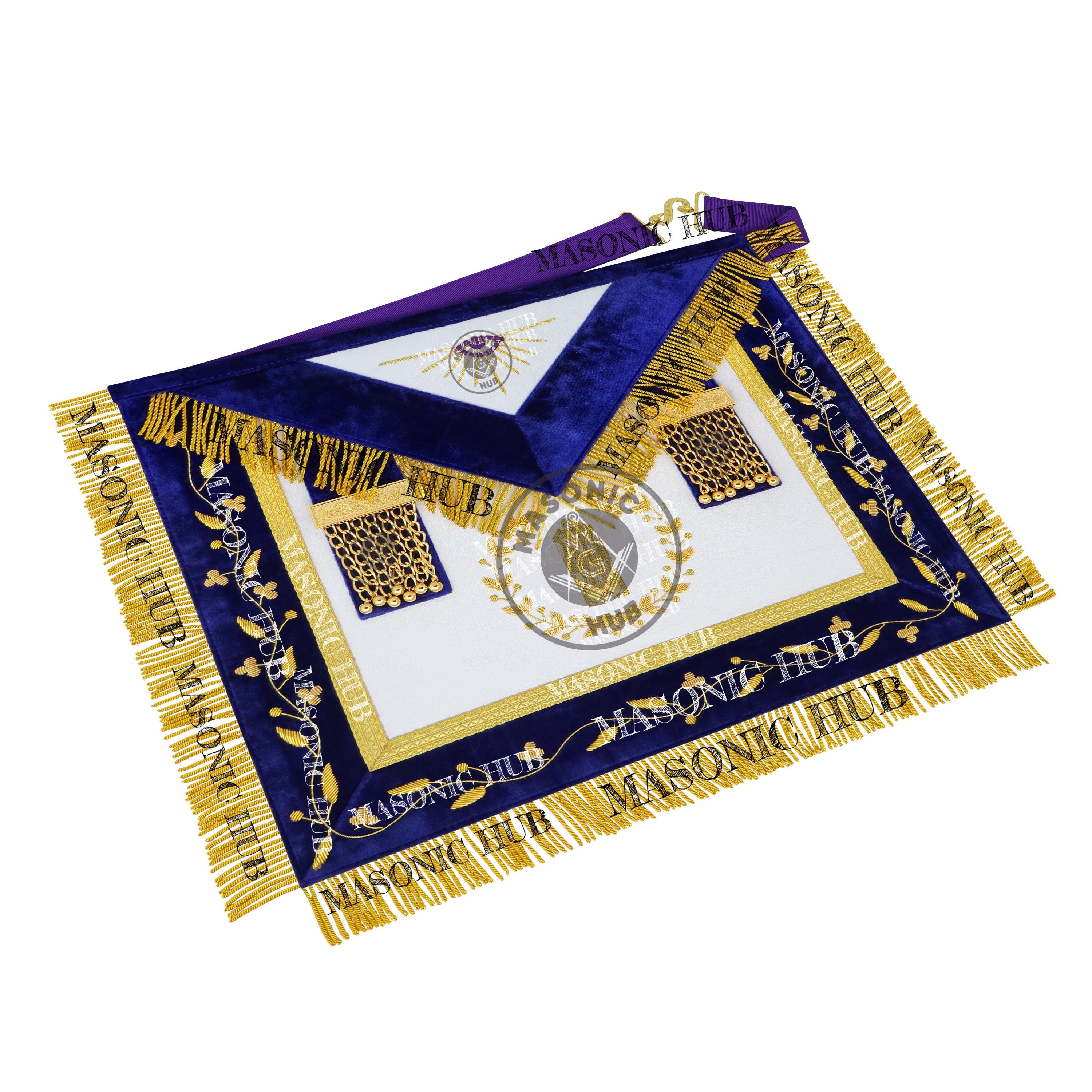 Masonic Grand Lodge Junior Warden Regalia Set – Hand Embroidered Lambskin Apron Masonic Hub