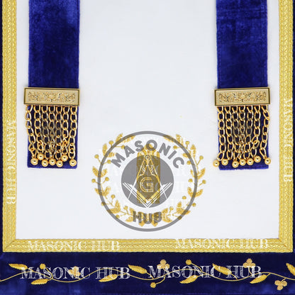 Masonic Grand Lodge Junior Warden Regalia Set – Hand Embroidered Lambskin Apron