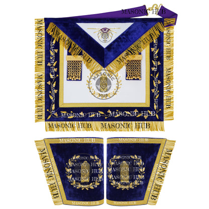Masonic Grand Lodge Junior Warden Regalia Set – Hand Embroidered Lambskin Apron