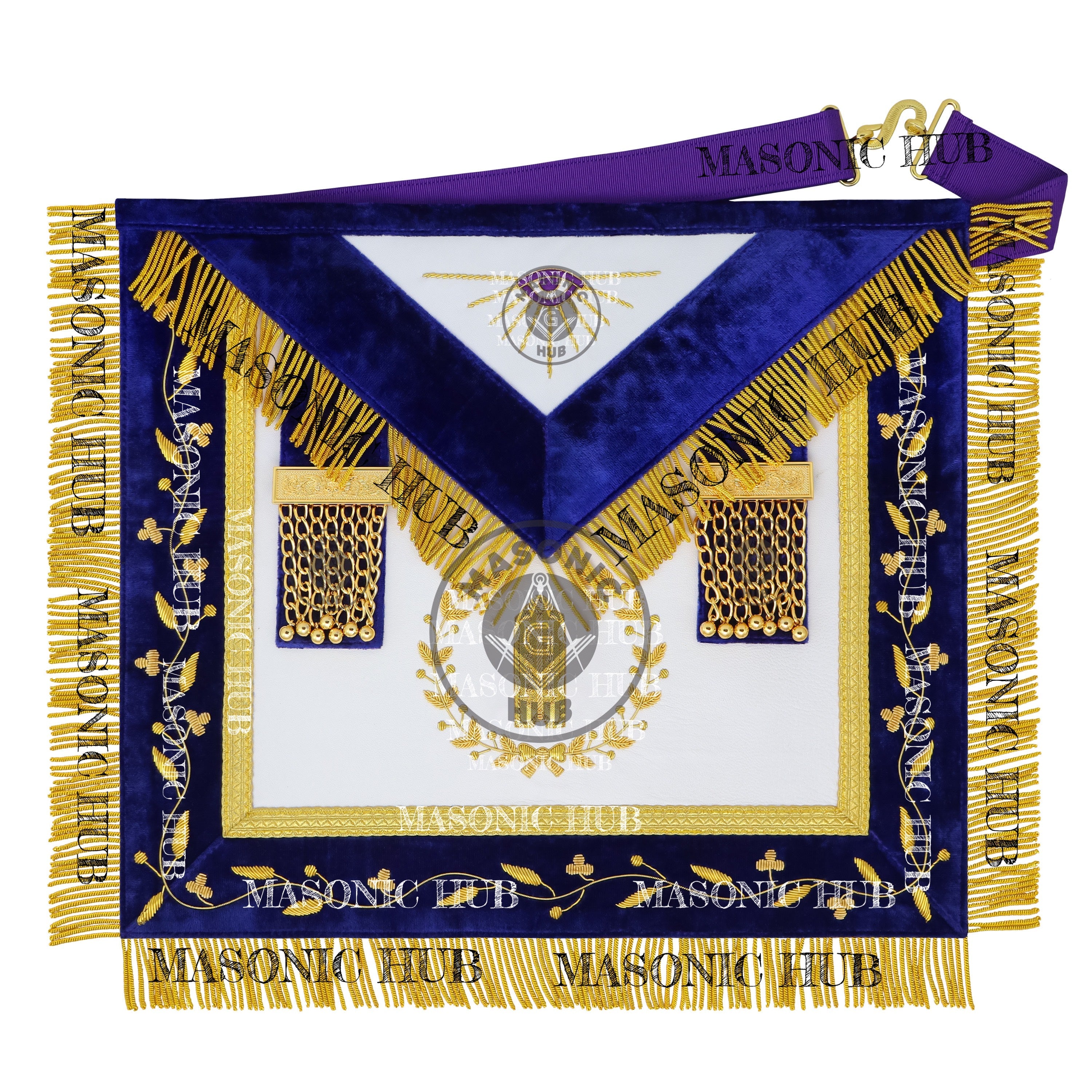 Masonic Grand Lodge Junior Warden Regalia Set – Hand Embroidered Lambskin Apron Masonic Hub