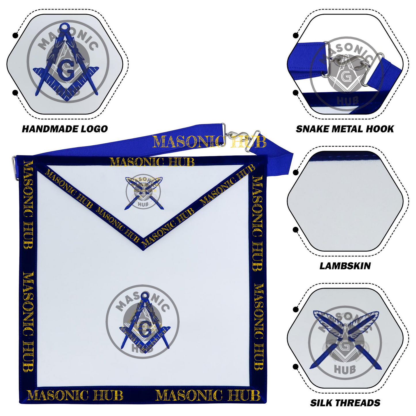 Freemason Secretary Apron – Texas Regulation Blue Lodge Officer Apron