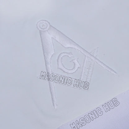 Masonic All-White Hand-Embroidered Master Mason Apron &amp; Plain White Gloves