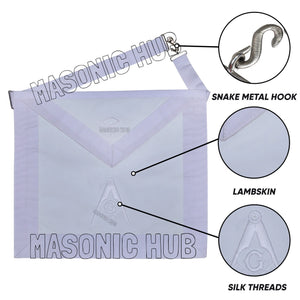 MASONIC ALL WHITE HAND EMBROIDERED MASTER MASON 100% LAMBSKIN APRON Masonic Hub