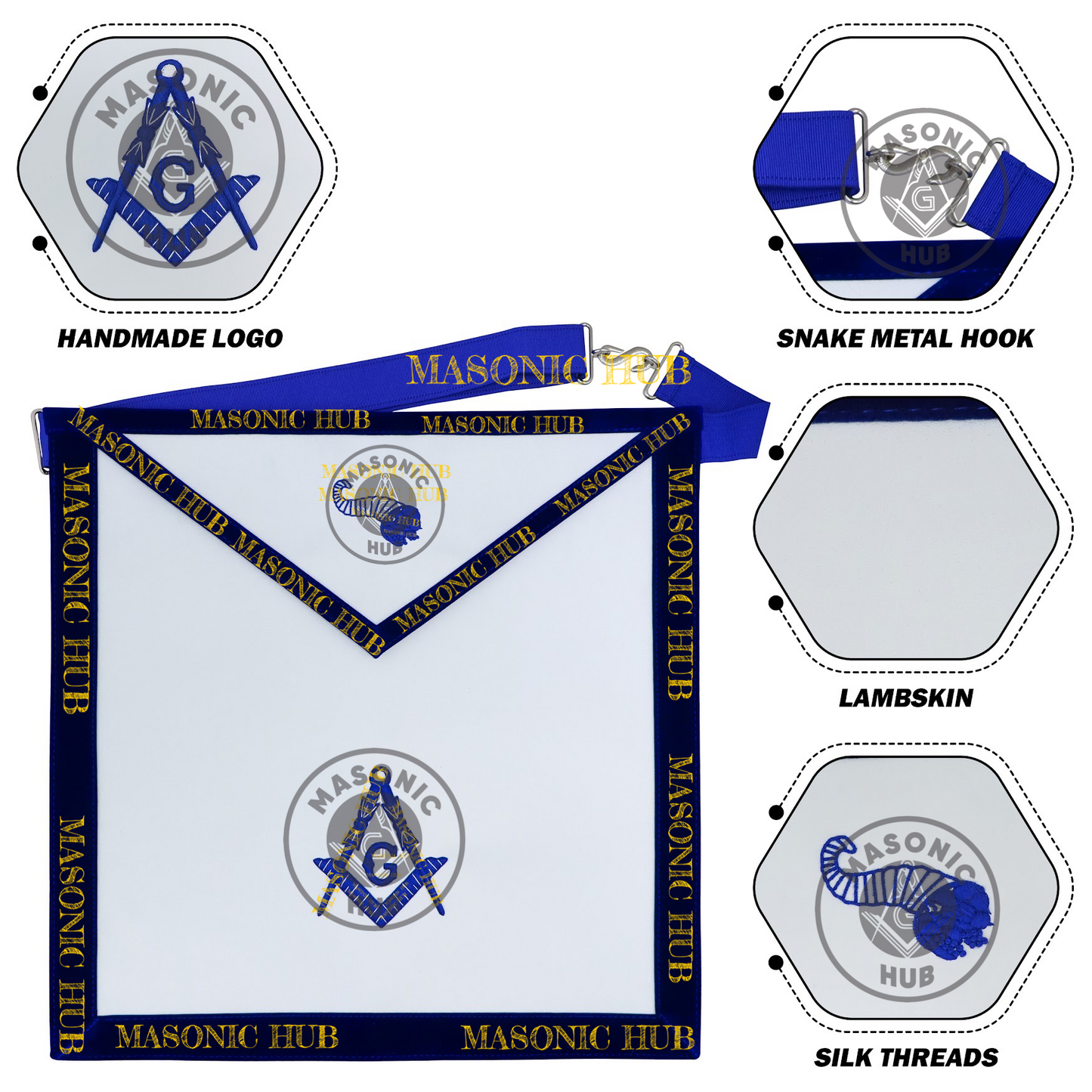 Freemason Junior Steward Apron – Texas Regulation Blue Lodge Officer Apron