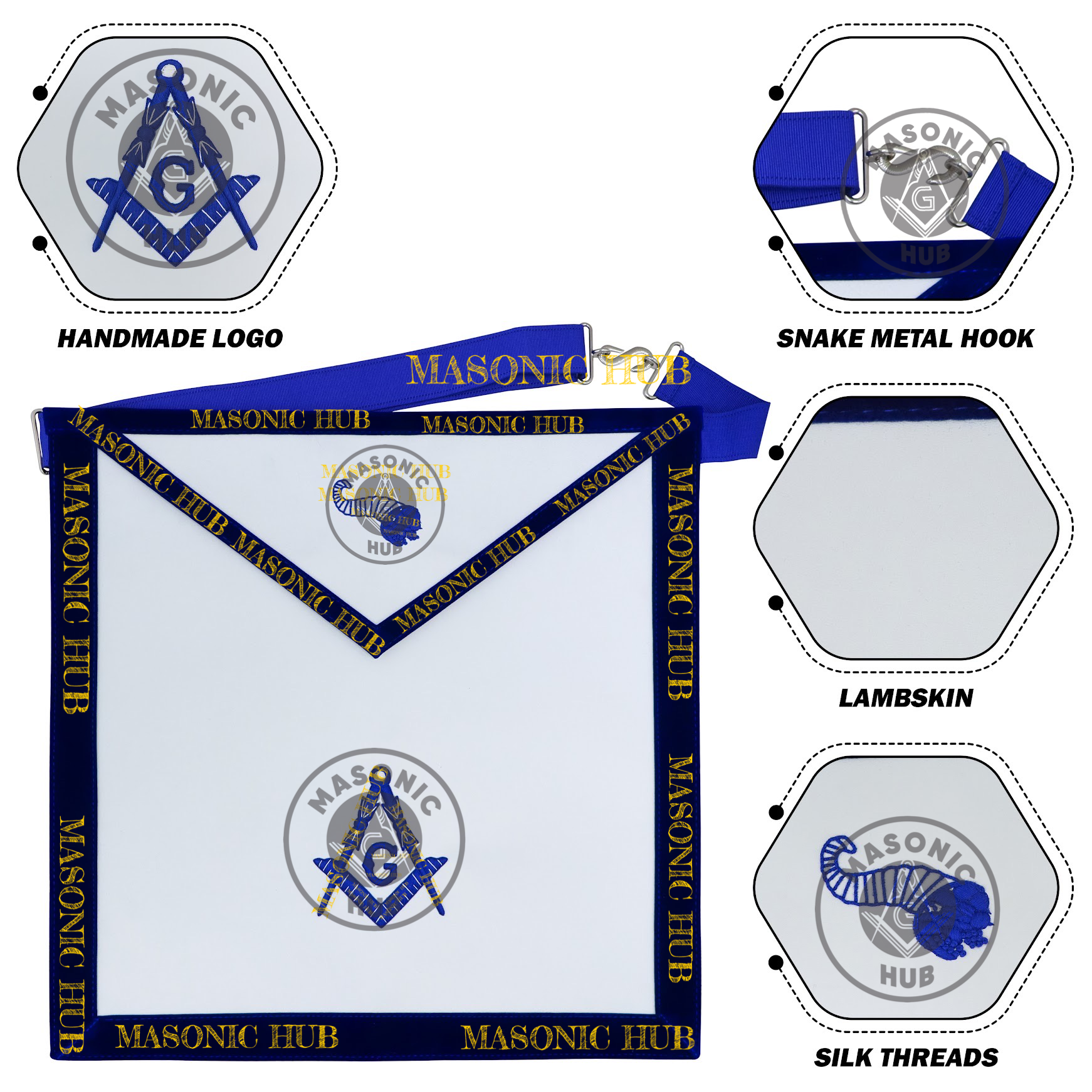 Freemason Junior Steward Apron – Texas Regulation Blue Lodge Officer Apron Masonic Hub