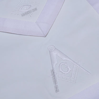 MASONIC ALL WHITE HAND EMBROIDERED MASTER MASON 100% LAMBSKIN APRON