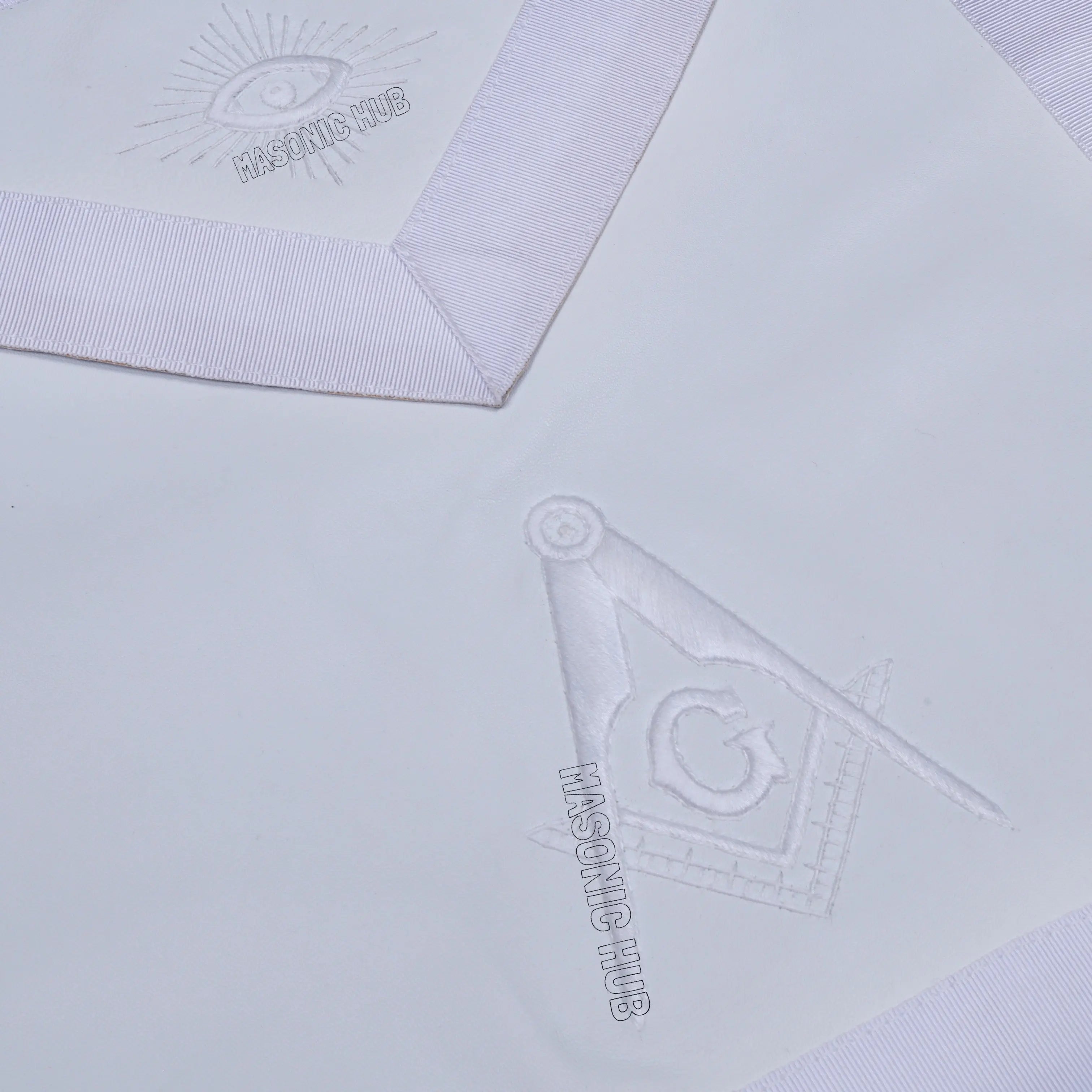 Masonic All-White Hand-Embroidered Master Mason Apron &amp; Plain White Gloves Masonic Hub