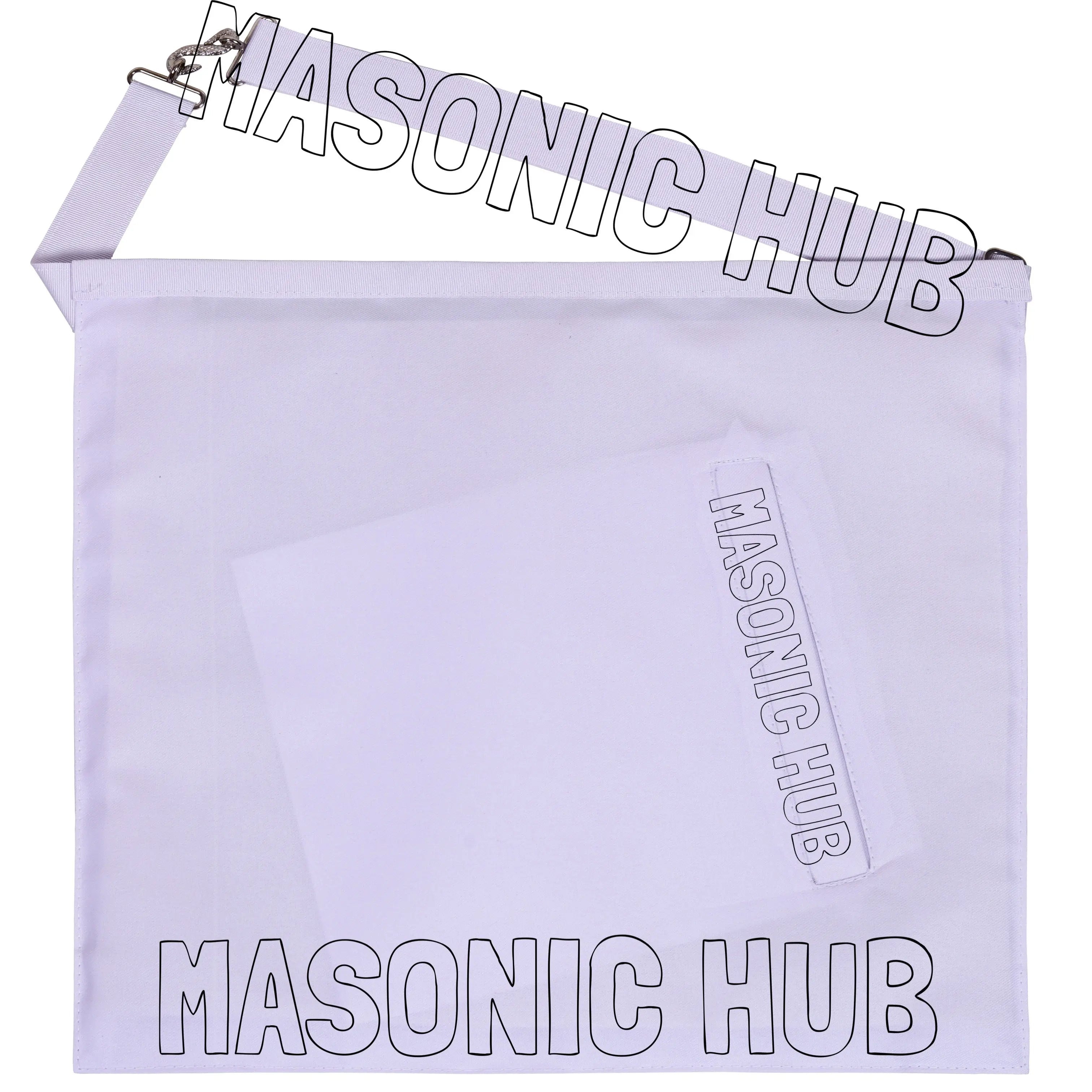 MASONIC ALL WHITE HAND EMBROIDERED MASTER MASON 100% LAMBSKIN APRON Masonic Hub