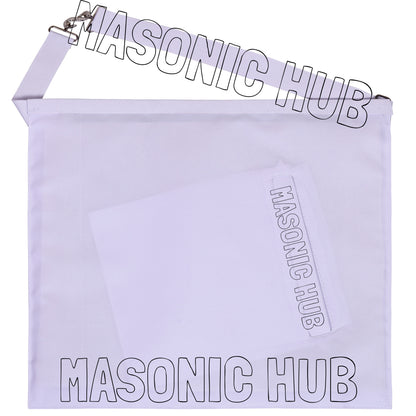 Masonic All-White Hand-Embroidered Master Mason Apron &amp; Plain White Gloves