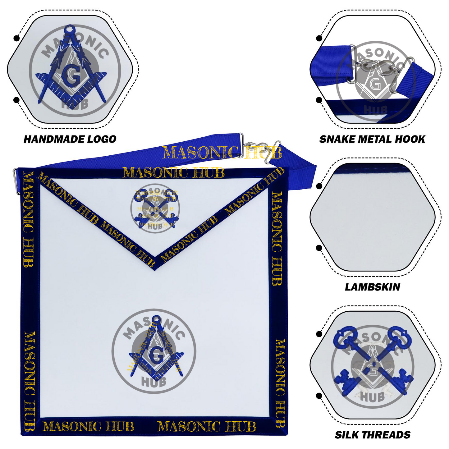 Freemason Treasurer Apron – Texas Regulation Blue Lodge Officer Apron