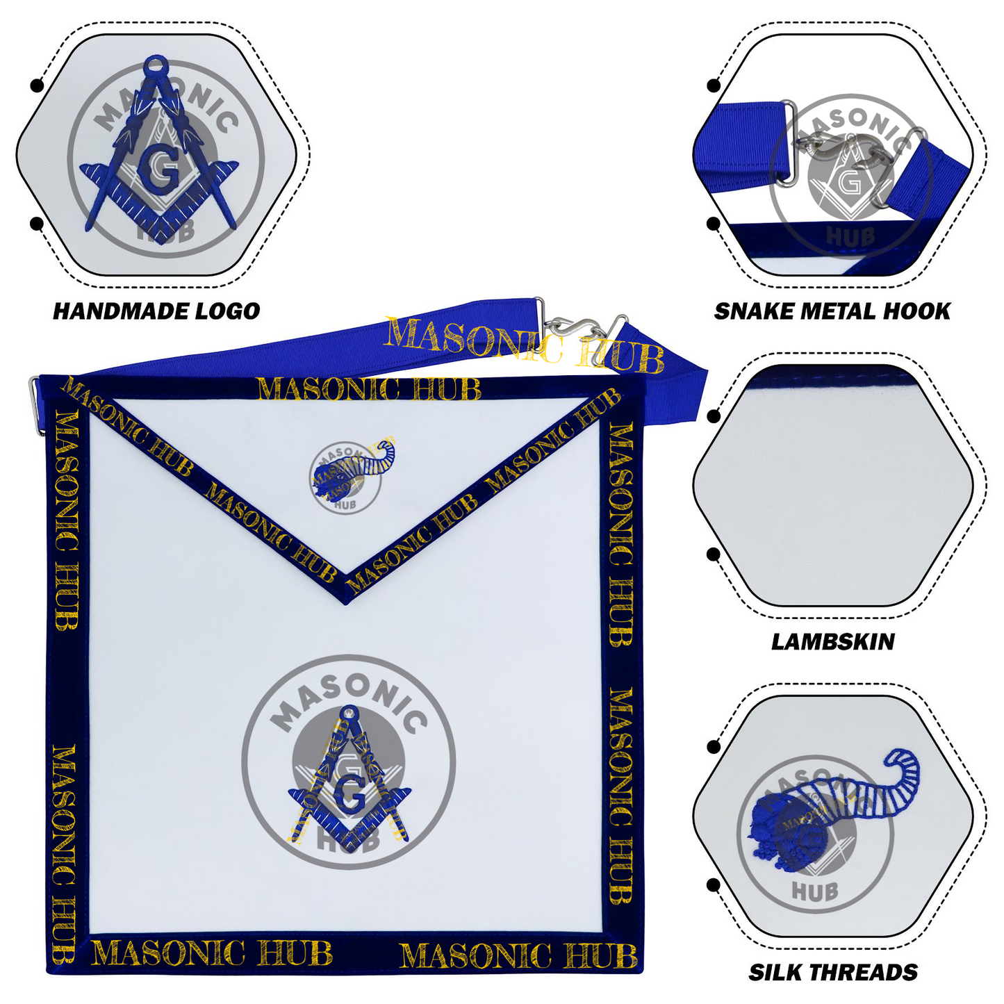Freemason Senior Steward Apron – Texas Regulation Blue Lodge Officer Apron