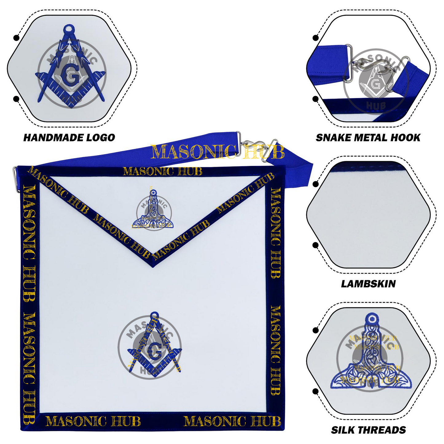 Freemason Senior Warden Apron – Texas Regulation Blue Lodge Officer Apron