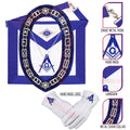 Masonic Blue Lodge Master Mason Apron, Chain Collar &amp; Hand-Embroidered Gloves Set Masonic Hub