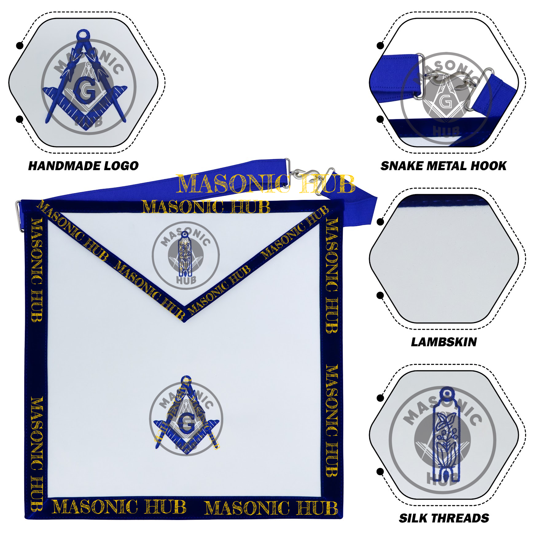Freemason Junior Warden Apron – Texas Regulation Blue Lodge Officer Apron Masonic Hub
