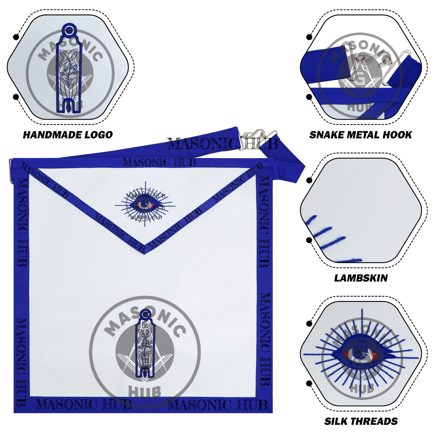 Masonic Junior Warden all seeing eye Apron Texas Regulation Blue Lodge Officer