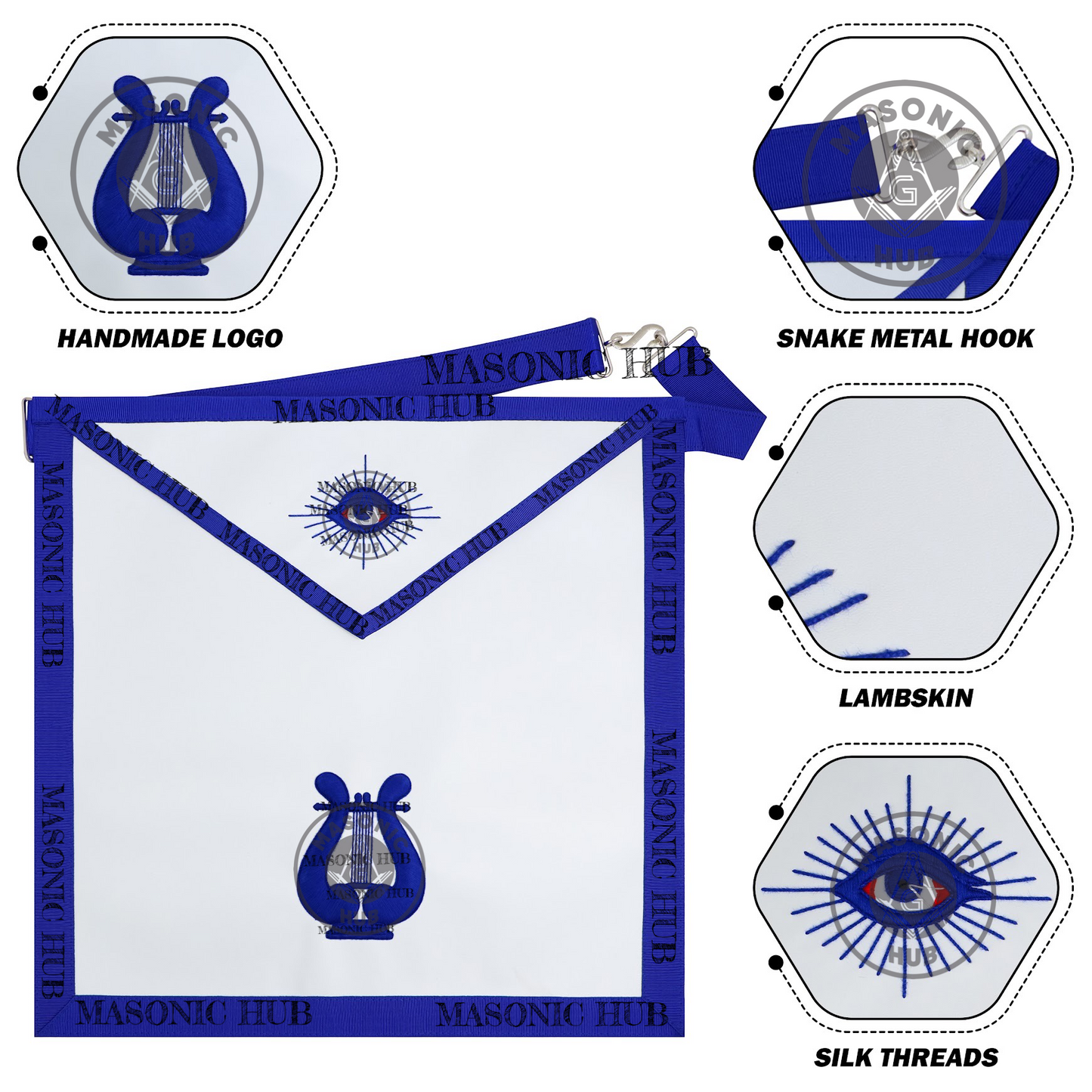 Masonic Musician all seeing eye Apron Texas Regulation Blue Lodge Officer