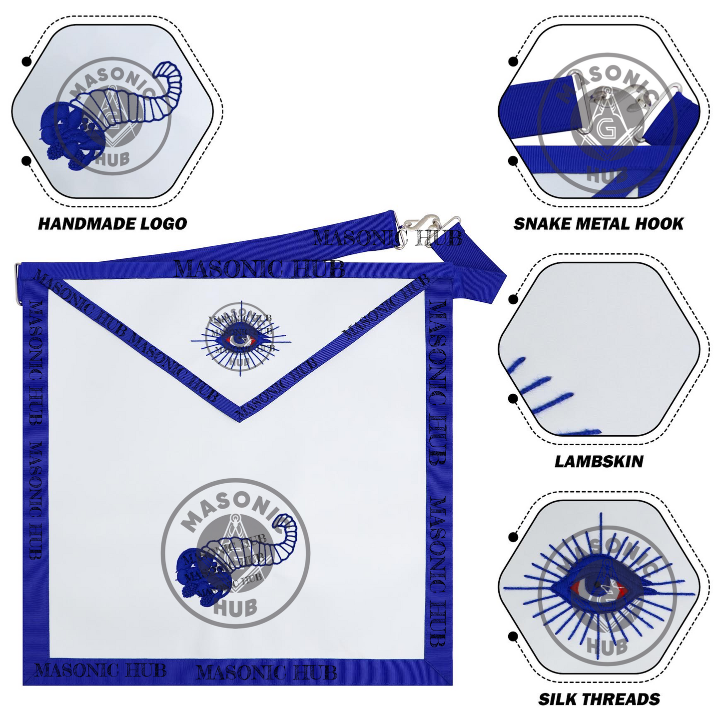 Masonic Senior Steward all seeing eye Apron Texas Regulation Blue Lodge Officer