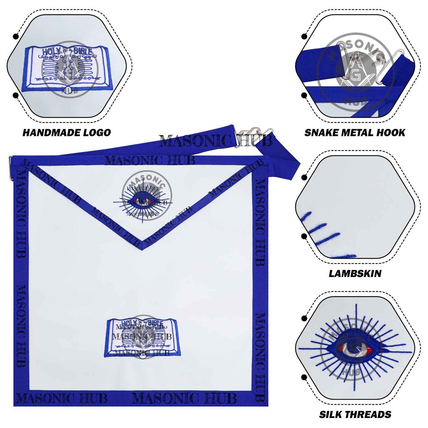 Masonic Chaplain all seeing eye Apron Texas Regulation Blue Lodge Officer