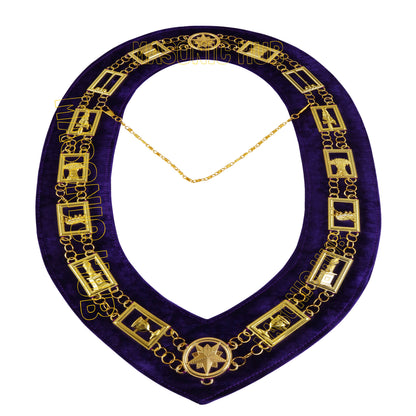 Handmade OES Masonic Apron Set – Eastern Star Apron with G Compass & Square, Chain Collar, Gloves, , and Apron Case