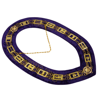 Handmade OES Masonic Apron Set – Eastern Star Apron with G Compass & Square, Chain Collar, Gloves, , and Apron Case