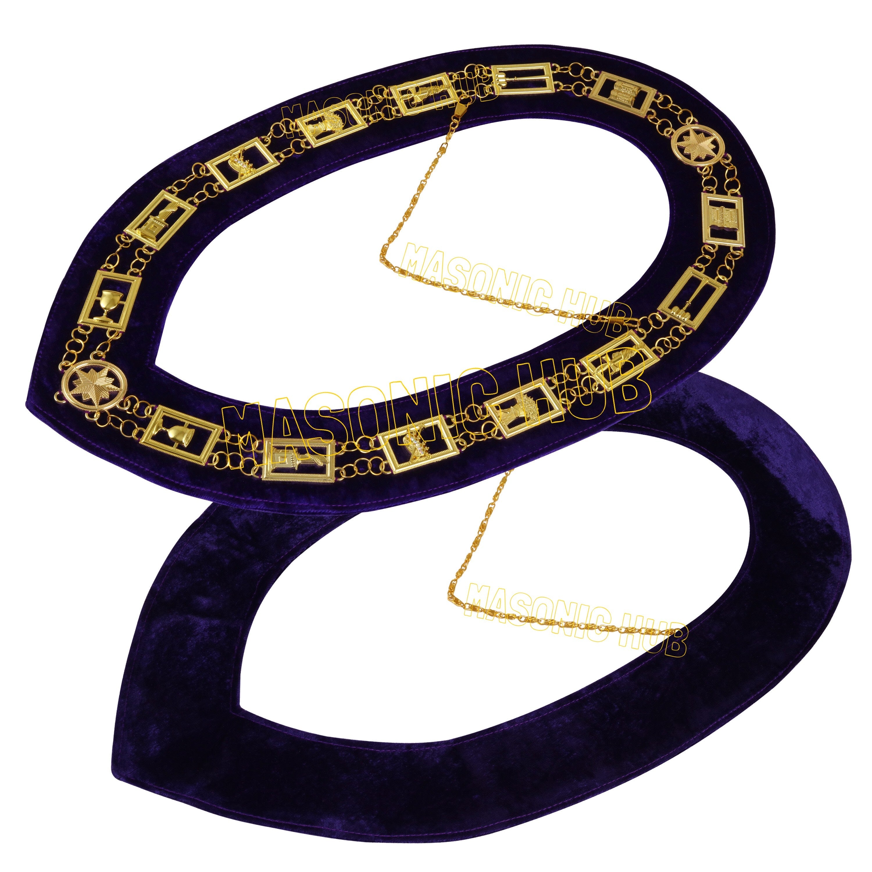 Masonic Regalia OES Order of Star Metal Chain Collar PURPLE Backing Masonic Hub