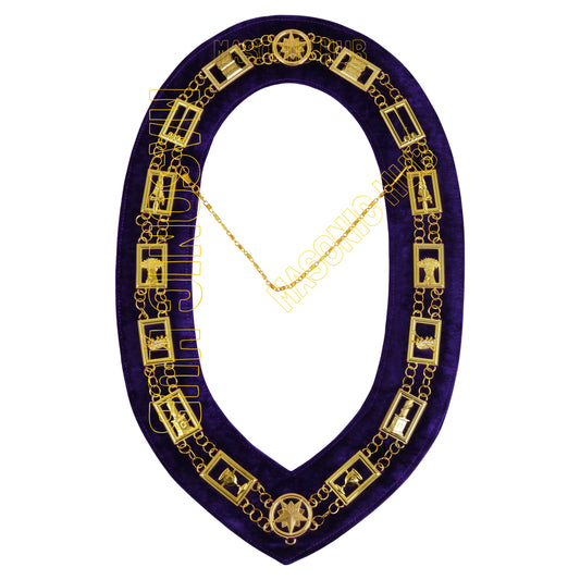 Masonic Regalia OES Order of Star Metal Chain Collar PURPLE Backing