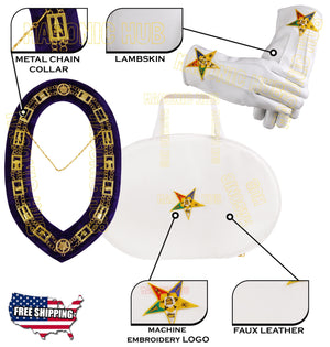 MASONIC OES LOGO CHAIN COLLAR CASE & OES CHAIN COLAR WITH LAMBSKIN GLOVES Masonic Hub