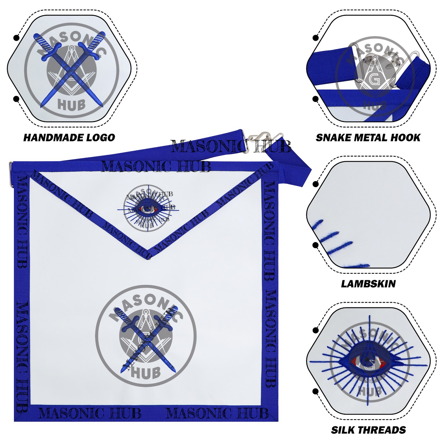 Masonic Sentinel all seeing eye Apron Texas Regulation Blue Lodge Officer