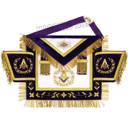 MASONIC GRAND LODGE MASTER MASON 100% LAMBSKIN APRON + CHAIN COLLAR + GAUNTLETS