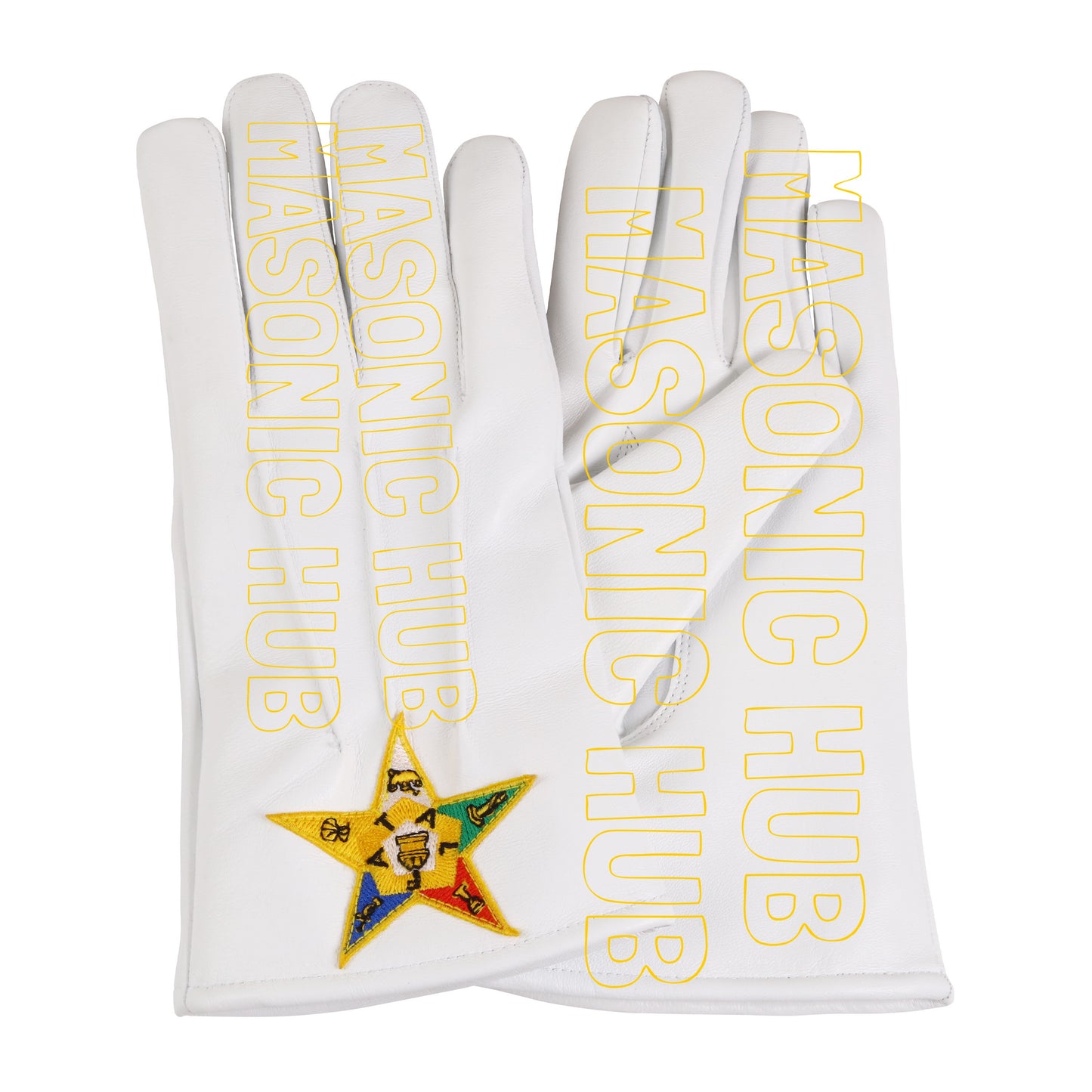 Order of the Eastern Star White Leather Gloves – OES Star Machine Embroidery Patch