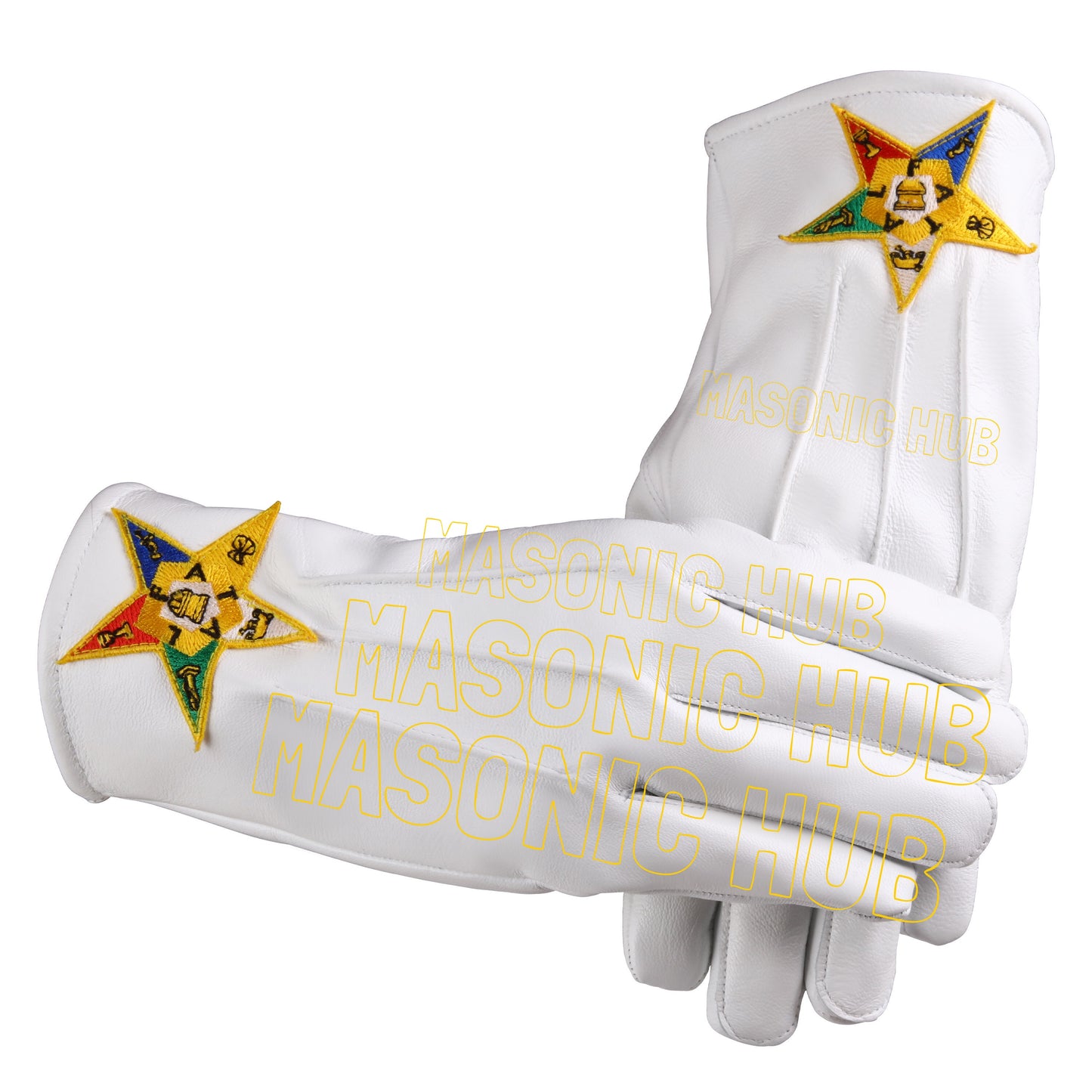 Order of the Eastern Star White Leather Gloves – OES Star Machine Embroidery Patch