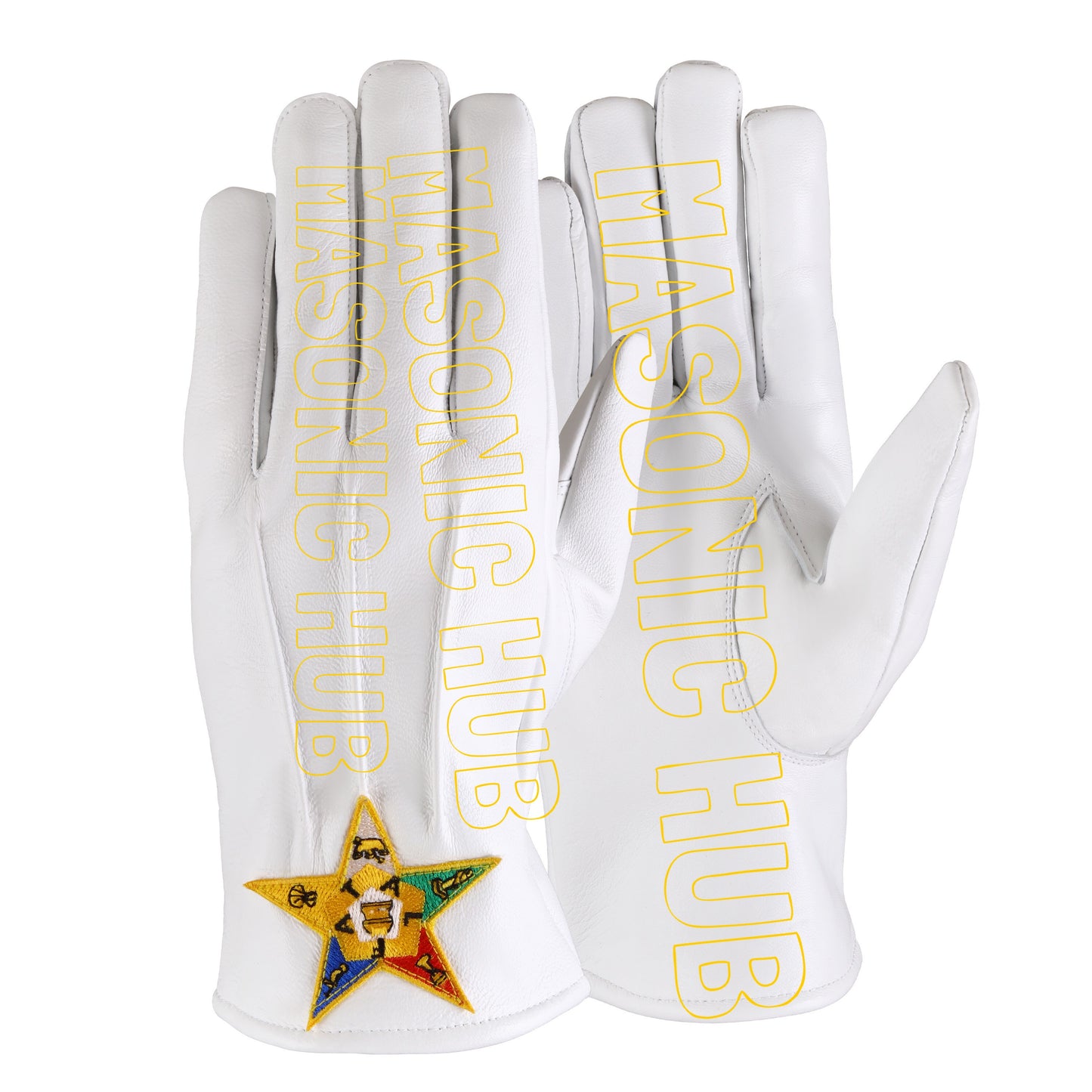 Order of the Eastern Star White Leather Gloves – OES Star Machine Embroidery Patch