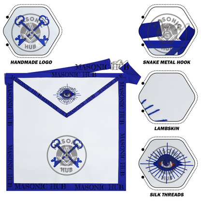 Masonic Treasurer all seeing eye Apron Texas Regulation Blue Lodge Officer