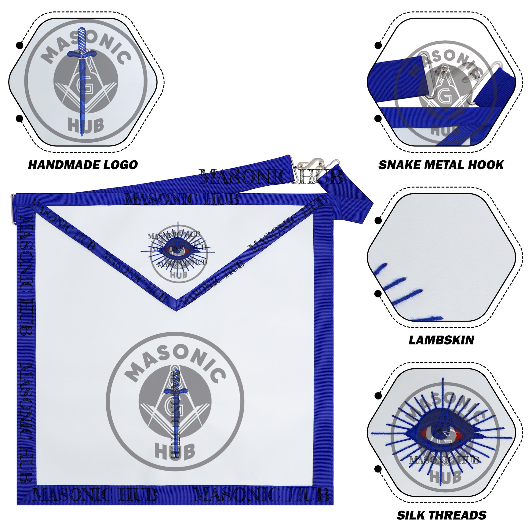 Masonic Tyler all seeing eye Apron Texas Regulation Blue Lodge Officer Masonic Hub