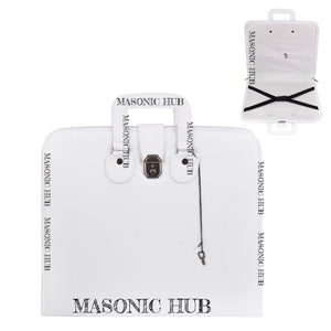 Masonic Regalia White Faux Leather Masonic Apron Soft Case with Handle Masonic Hub