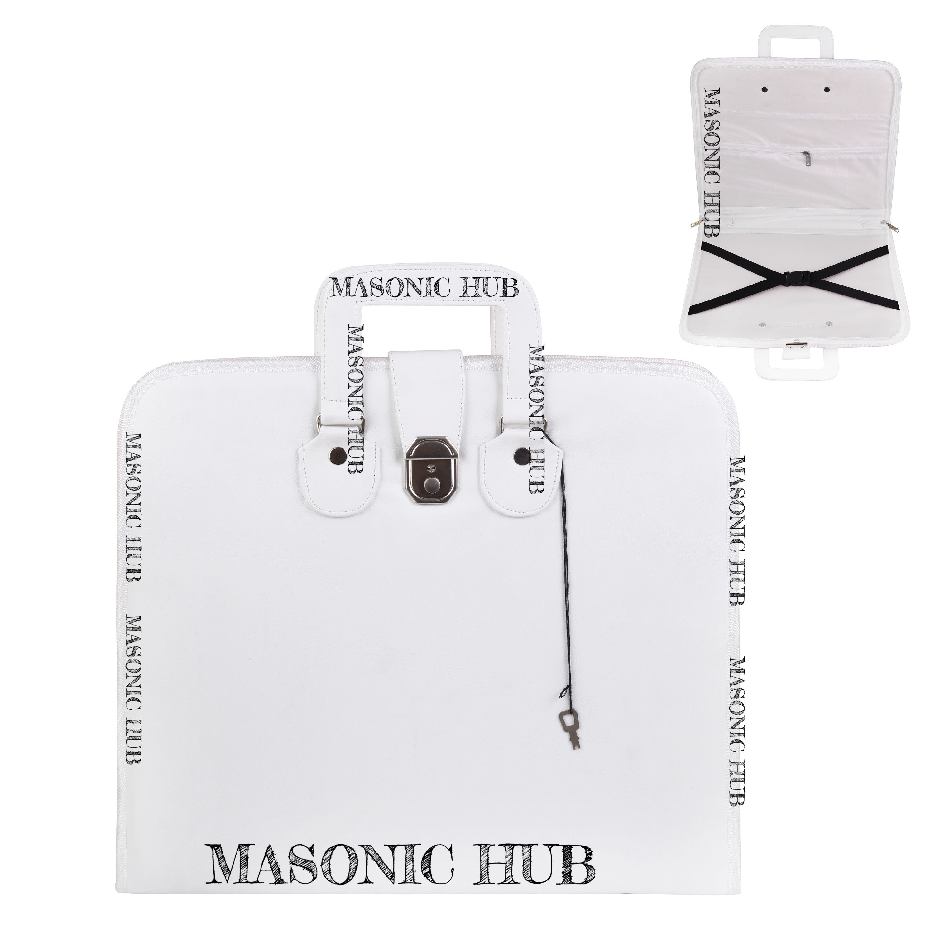 Masonic Regalia White Faux Leather Masonic Apron Soft Case with Handle Masonic Hub
