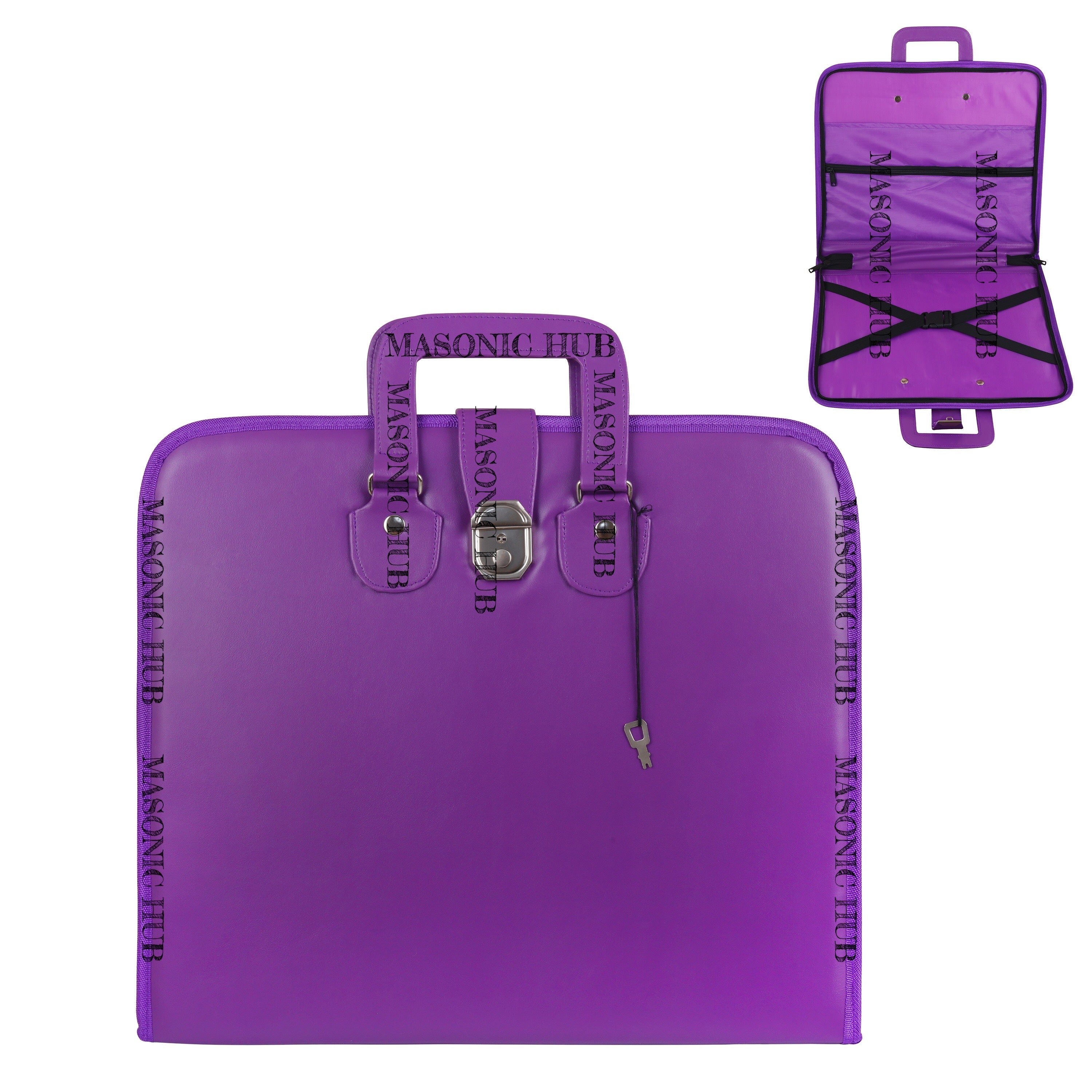 Masonic Regalia Purple Faux Leather Masonic Apron Soft Case with Handle Masonic Hub
