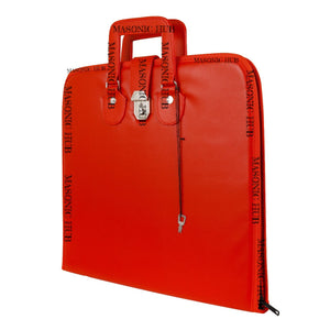 Masonic Regalia Red Faux Leather Masonic Apron Soft Case with Handle Masonic Hub