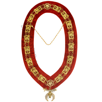 Gold Plated Shriner Jewel with Rhinestones – Masonic Regalia Accessory