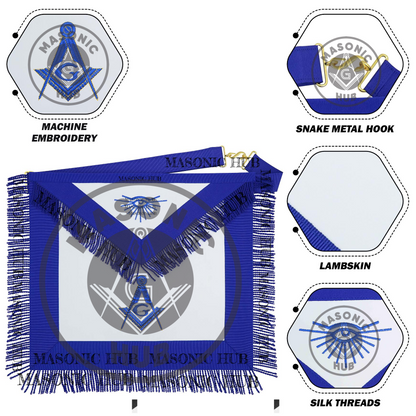 Masonic Regalia Apron – Master Mason Blue Lodge Apron with Embroidery & Fringe