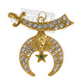 Gold Plated Shriner Jewel with Rhinestones – Masonic Regalia Accessory Masonic Hub