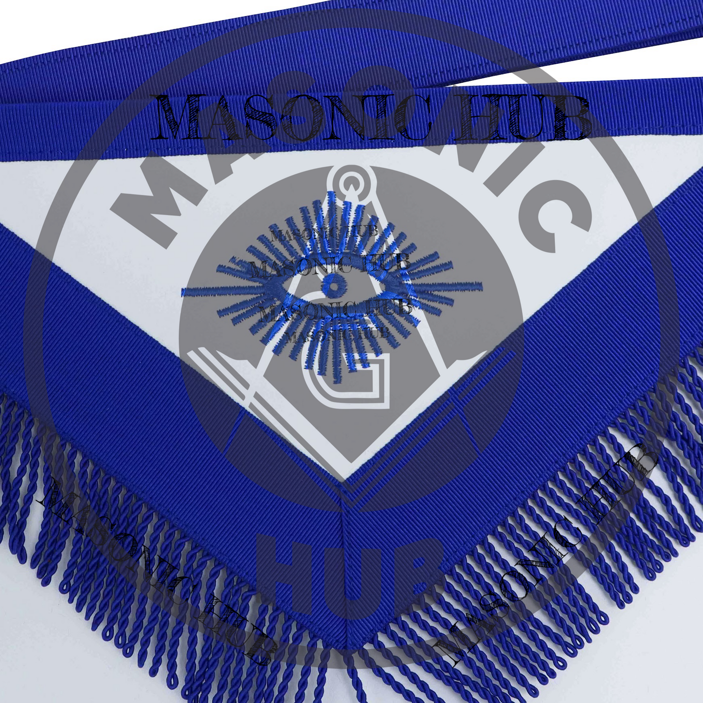 Masonic Past Master Apron – Compass & Quadrant with Sun, Embroidered & Fringe