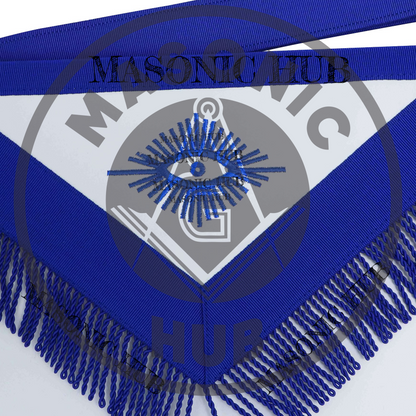 Masonic Past Master Apron – Compass & Quadrant with Sun, Embroidered & Fringe